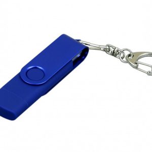 USB 2.0- флешка на 16 Гб с поворотным механизмом и дополнительным разъемом Micro USB
